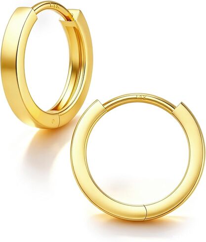 14K Solid Real Gold Hypoallergenic Square Cut Small Huggie Hoop Earrings 20G 6 7 8 9 10mm Unisex Small Hoop Luxury Fine Jewelry Gift in Kuwait