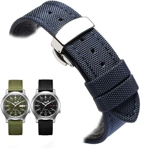 Canvas Genuine Leather Watch Strap For Omega Seamaster 300 Speedmaster De Ville bracelet with Pin Buckle in Kuwait
