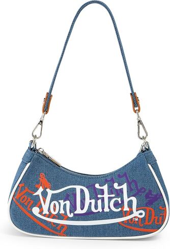 Von Dutch Purse Shoulder Bag, Women's Shoulder Handbags Logo Print and Gold or Silver Chain with Wrench Charm in Saudi Arabia