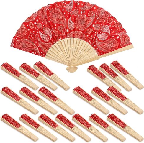 24 Pcs Western Cowboy Party Paper Fans Wild West Cowboy Cowgirl Theme Decorations Red Bandana Paper Fans for Western Wedding Bandana Party Favors in Kuwait