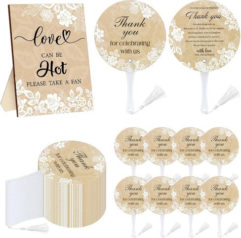 100Pcs Wedding Hand Fans with Tassels for Guests Retro Lace Plastic Portable Handheld Fans with A Table Sign Bulk Party Favors for Wedding Bridal Shower Ceremony Decor Appreciation Gifts（Lace Flower） in Saudi Arabia