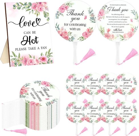 100Pcs Wedding Hand Fans with Tassels for Guests Retro Lace Plastic Portable Handheld Fans with A Table Sign Bulk Party Favors for Wedding Bridal Shower Ceremony Decor Appreciation Gifts（Lace Flower） in Saudi Arabia