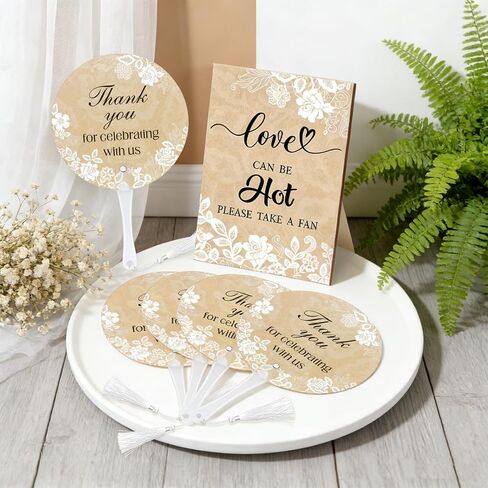 100Pcs Wedding Hand Fans with Tassels for Guests Retro Lace Plastic Portable Handheld Fans with A Table Sign Bulk Party Favors for Wedding Bridal Shower Ceremony Decor Appreciation Gifts（Lace Flower） in Saudi Arabia