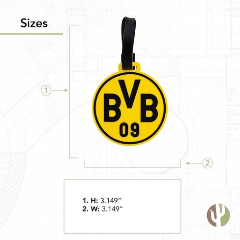 علامة الأمتعة Desert Cactus Borussia Dortmund BVB German Germany Die Schwarzgelben Club Football Soccer متينة من مادة PVC لبطاقة تعريف السفر للحقائب وحقائب الظهر (النمط A) in Kuwait