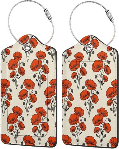 2 Pcs PU Leather Luggage Tags for Suitcases, Flamingos Travel Bag Tag with Privacy Cover ID Card and Metal Loop for Carry On Backpack in Saudi Arabia