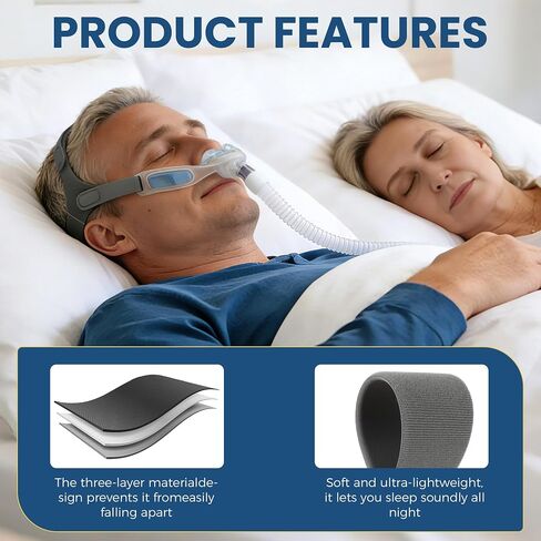 2 Packs Replacement Headgear for Nuance Pro CPAP Mask, CPAP Headgear Compatible with Philips Respironics Nuance Pro Gel Nasal Pillows Mask, Soft Breathable, Strong Velcro, Anti-Leak Fit in Saudi Arabia