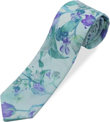 Floral Ties for Men, 2.3'' Cotton Flower Neckties for Men Linen Skinny Printed Mens Ties for Wedding Dating Party in Kuwait