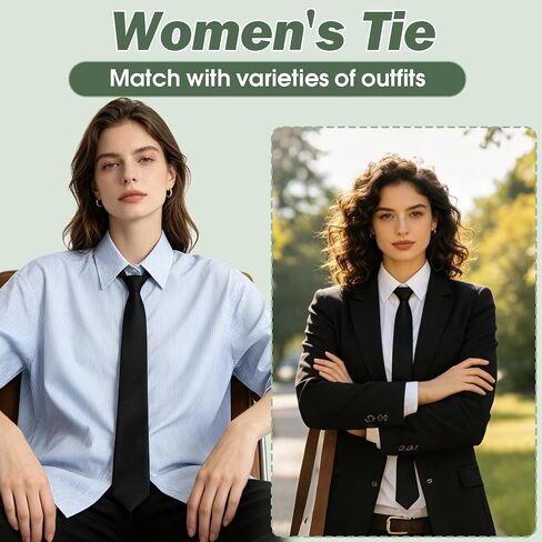 Black Pre Tied Zipper Tie for Women Men, 3 Pcs Adjustable Necktie with Secure Lock, Solid Color Clip On Tie for School Uniform Office Business Formal Cosplay in Saudi Arabia