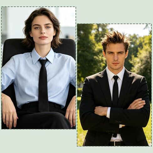 Black Pre Tied Zipper Tie for Women Men, 3 Pcs Adjustable Necktie with Secure Lock, Solid Color Clip On Tie for School Uniform Office Business Formal Cosplay in Saudi Arabia