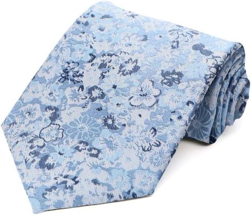 tiemart Regent Morris Neckwear Steel Blue Member Floral Silk/Viscose Standard Necktie, 3.25" Width in Kuwait