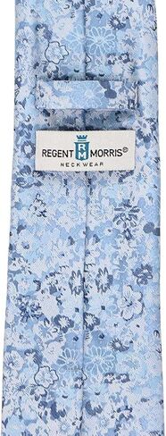 tiemart Regent Morris Neckwear Steel Blue Member Floral Silk/Viscose Standard Necktie, 3.25" Width in Kuwait