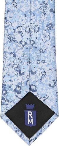 tiemart Regent Morris Neckwear Steel Blue Member Floral Silk/Viscose Standard Necktie, 3.25" Width in Kuwait