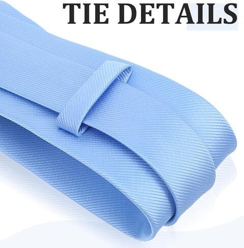 Light Blue Ties for Men, Classic Formal Necktie, Polyester Yarn Material, Versatile, for Wedding, Business Party, Daily Wear in Kuwait