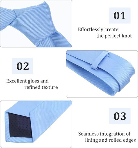 Light Blue Ties for Men, Classic Formal Necktie, Polyester Yarn Material, Versatile, for Wedding, Business Party, Daily Wear in Kuwait