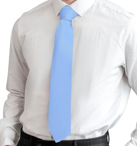 Light Blue Ties for Men, Classic Formal Necktie, Polyester Yarn Material, Versatile, for Wedding, Business Party, Daily Wear in Kuwait