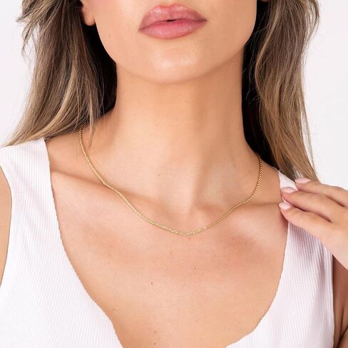 14K Gold Rope Chain Necklace for Women & Men,1.5mm Width 16-24 Inches Length,TrendyTwisted Rope Chain,Hypoallergenic Non-Tarnish, Cadenas de Oro 14K para Mujer in Saudi Arabia