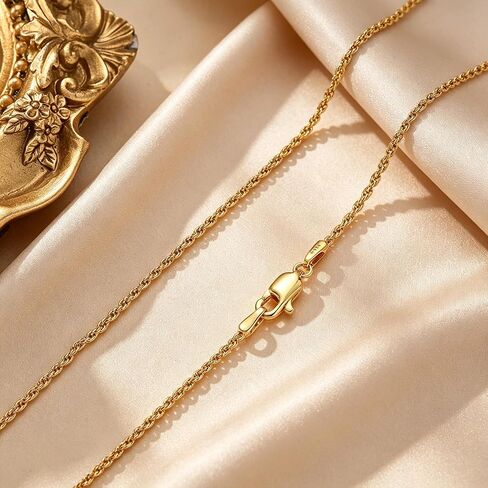 14K Gold Rope Chain Necklace for Women & Men,1.5mm Width 16-24 Inches Length,TrendyTwisted Rope Chain,Hypoallergenic Non-Tarnish, Cadenas de Oro 14K para Mujer in Saudi Arabia