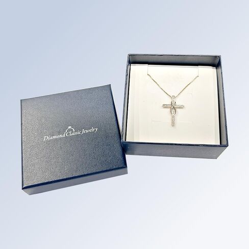 Diamond Cross Necklace Infinity 1/10 CTTW Sterling Silver - 18 Inch Chain in Kuwait