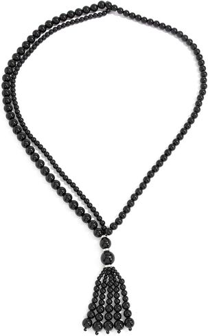 Chunky Beaded Necklace for Women Acrylic Round Beaded Pearl Chain Tassel Necklace Chunky Layered Long Necklaces Fashion Boho Jewelry in Saudi Arabia