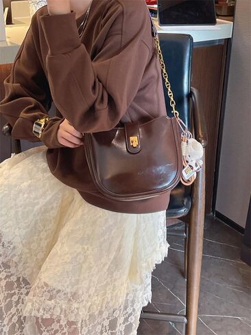 Women’s PU Leather Shoulder Bag, Fashion Hobo Crossbody Handbag with Adjustable Strap, Casual Underarm Purse in Saudi Arabia