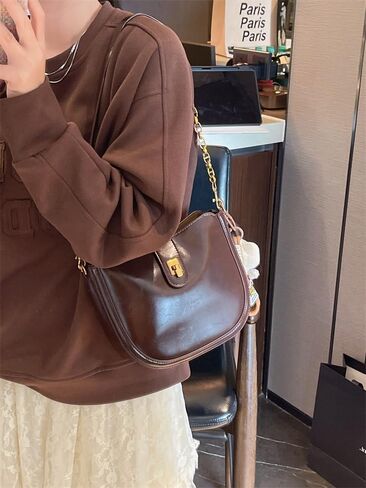 Women’s PU Leather Shoulder Bag, Fashion Hobo Crossbody Handbag with Adjustable Strap, Casual Underarm Purse in Saudi Arabia