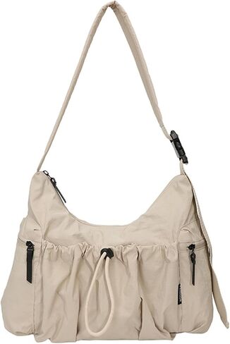 Nylon Crossbody Bag for Women - Slouchy Hobo Tote Bag Shoulder Purse, Large Messenger Bag Travel Purse Casual Handbag B105 in Saudi Arabia