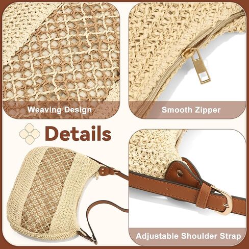Women's Straw Weaving Hobo Bag, Woven Beach Bag, Summer Travel Beach Handbags 2026 in Kuwait