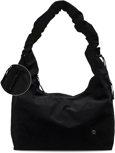 Slouchy Large Nylon Hobo Bag for Women Drawstring Adjustable Crossbody Shoulder Tote Bag Travel Beach Gym College in Saudi Arabia