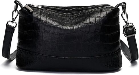 Sursee Crocodile Embossed Crossbody Bag for Women Genuine Leather Shoulder Purse Stylish Hobo Handbag in Saudi Arabia