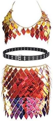 Boho Jewelry sequin Set Body Chain Suit Tribal Harness Bra Crop Top Necklace beltSkirt for Women Summer Beach Party in Saudi Arabia