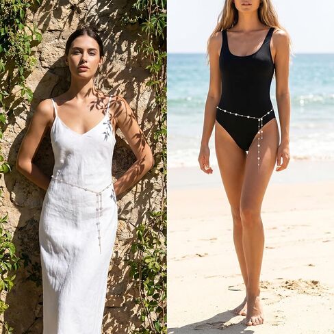 Pearl Waist Chain, Pearl Belts for Women Gold Pearls Belly Chains for Dresses Skirts Summer Bikini Beach Jewelry Accessories in Saudi Arabia