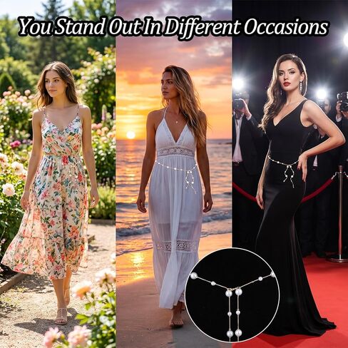 Pearl Waist Chain, Pearl Belts for Women Gold Pearls Belly Chains for Dresses Skirts Summer Bikini Beach Jewelry Accessories in Saudi Arabia