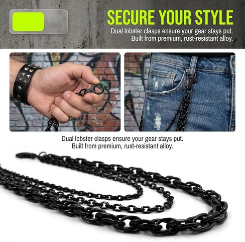 Black Purse Chain for Women Gothic Wallet Chain Belt Matte 3 Chain Strap for Bag Pants Grunge Western Style Accessories in Kuwait
