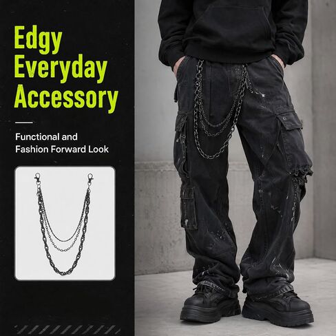 Black Purse Chain for Women Gothic Wallet Chain Belt Matte 3 Chain Strap for Bag Pants Grunge Western Style Accessories in Kuwait
