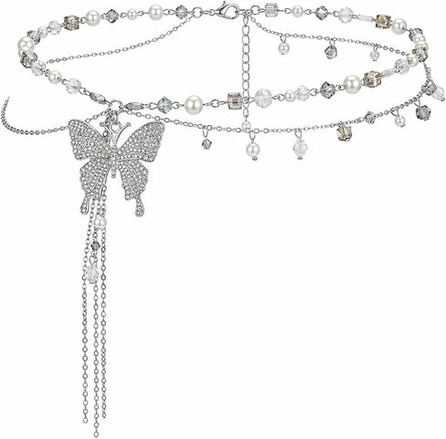 Butterfly Silver-Tone Multi-Layer Belly Navel Body Chain Trend Hollowed out in Kuwait