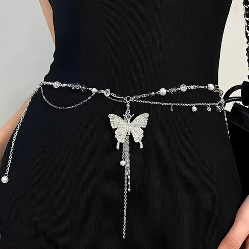 Butterfly Silver-Tone Multi-Layer Belly Navel Body Chain Trend Hollowed out in Kuwait