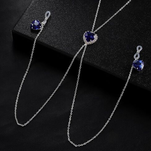 Sexy Bra Nipple Chain Blue Rhinestone Heart Pendant Choker Necklace for Women Non Piercing Adjustable Noose Fake Nipple Ring Statement Nightclub Bikini Festival Rave Party Lingerie Chest Body Jewelry in Kuwait