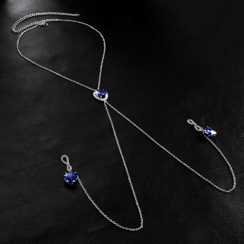 Sexy Bra Nipple Chain Blue Rhinestone Heart Pendant Choker Necklace for Women Non Piercing Adjustable Noose Fake Nipple Ring Statement Nightclub Bikini Festival Rave Party Lingerie Chest Body Jewelry in Kuwait