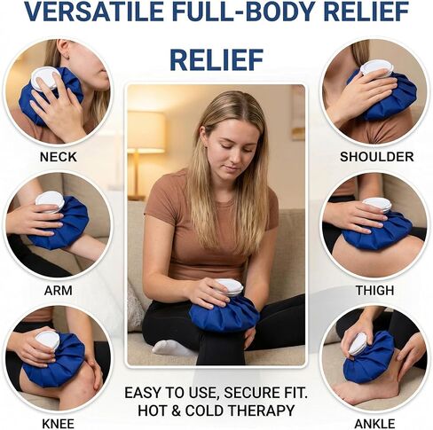 Reusable Ice Pack for Injuries, Hot and Cold Therapy Bag with Wide Mouth Cap, Cold Compress and Hot Water Bag for Knee, Shoulder, Back, Neck Pain Relief, Sprains, Swelling, Sports Injury in Kuwait