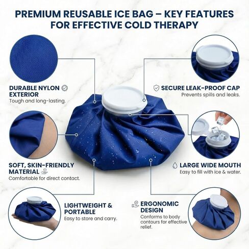 Reusable Ice Pack for Injuries, Hot and Cold Therapy Bag with Wide Mouth Cap, Cold Compress and Hot Water Bag for Knee, Shoulder, Back, Neck Pain Relief, Sprains, Swelling, Sports Injury in Kuwait