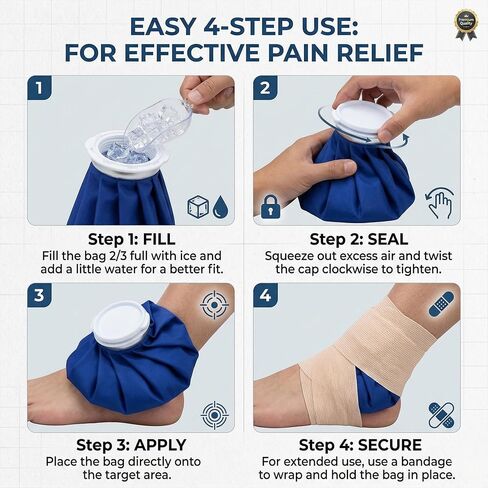 Reusable Ice Pack for Injuries, Hot and Cold Therapy Bag with Wide Mouth Cap, Cold Compress and Hot Water Bag for Knee, Shoulder, Back, Neck Pain Relief, Sprains, Swelling, Sports Injury in Kuwait