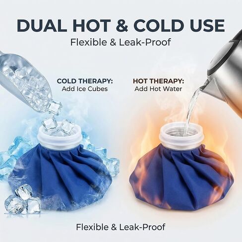 Reusable Ice Pack for Injuries, Hot and Cold Therapy Bag with Wide Mouth Cap, Cold Compress and Hot Water Bag for Knee, Shoulder, Back, Neck Pain Relief, Sprains, Swelling, Sports Injury in Kuwait