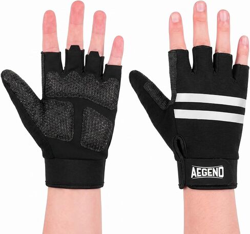 Aegend Wheelchair Gloves, Anti-Slip & Wear-Resistant Half-Finger Design, Breathable & Shock-Absorbent, Ideal for Manual Wheelchair Users, Fitness and Cycling Black in Kuwait