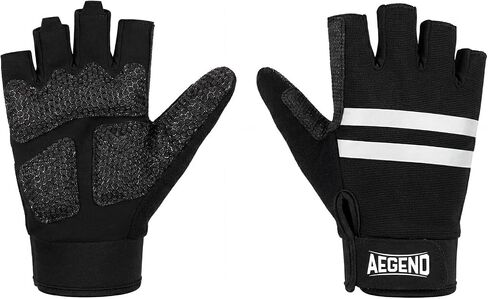 Aegend Wheelchair Gloves, Anti-Slip & Wear-Resistant Half-Finger Design, Breathable & Shock-Absorbent, Ideal for Manual Wheelchair Users, Fitness and Cycling Black in Kuwait