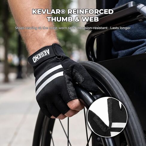 Aegend Wheelchair Gloves, Anti-Slip & Wear-Resistant Half-Finger Design, Breathable & Shock-Absorbent, Ideal for Manual Wheelchair Users, Fitness and Cycling Black in Kuwait