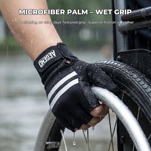 Aegend Wheelchair Gloves, Anti-Slip & Wear-Resistant Half-Finger Design, Breathable & Shock-Absorbent, Ideal for Manual Wheelchair Users, Fitness and Cycling Black in Kuwait
