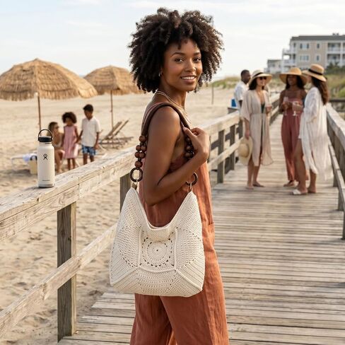 MYHOZEE Crochet Bag for Women Boho Beach Bag Fully Lined Summer Woven Tote Bag Lightweight Hobo Purse for Vacation in Saudi Arabia