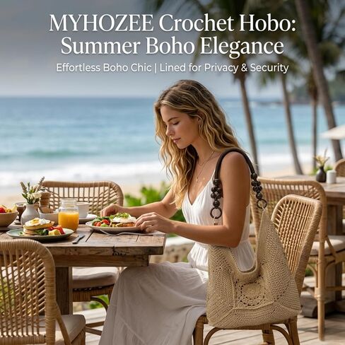 MYHOZEE Crochet Bag for Women Boho Beach Bag Fully Lined Summer Woven Tote Bag Lightweight Hobo Purse for Vacation in Saudi Arabia