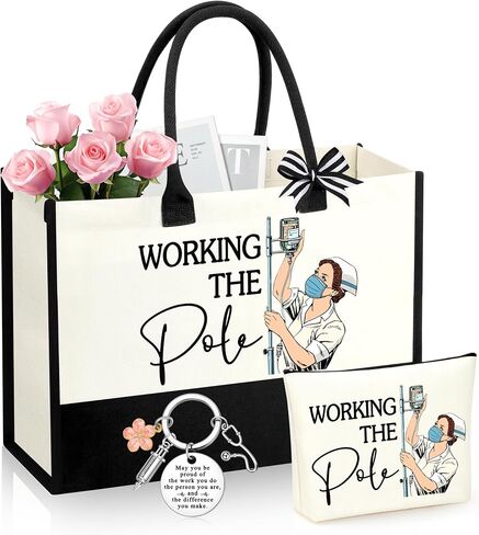 Nurse Gifts Nurses Week Gift Nurse Appreciation Gifts for Women Gift for Nurses Canvas Tote Bag Keychain in Saudi Arabia