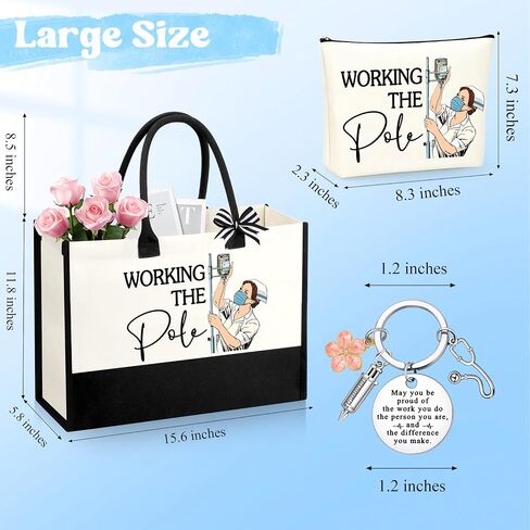 Nurse Gifts Nurses Week Gift Nurse Appreciation Gifts for Women Gift for Nurses Canvas Tote Bag Keychain in Saudi Arabia